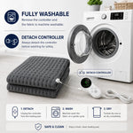 Washable electrical heating pad with detachable controller for easy hygiene and maintenance.