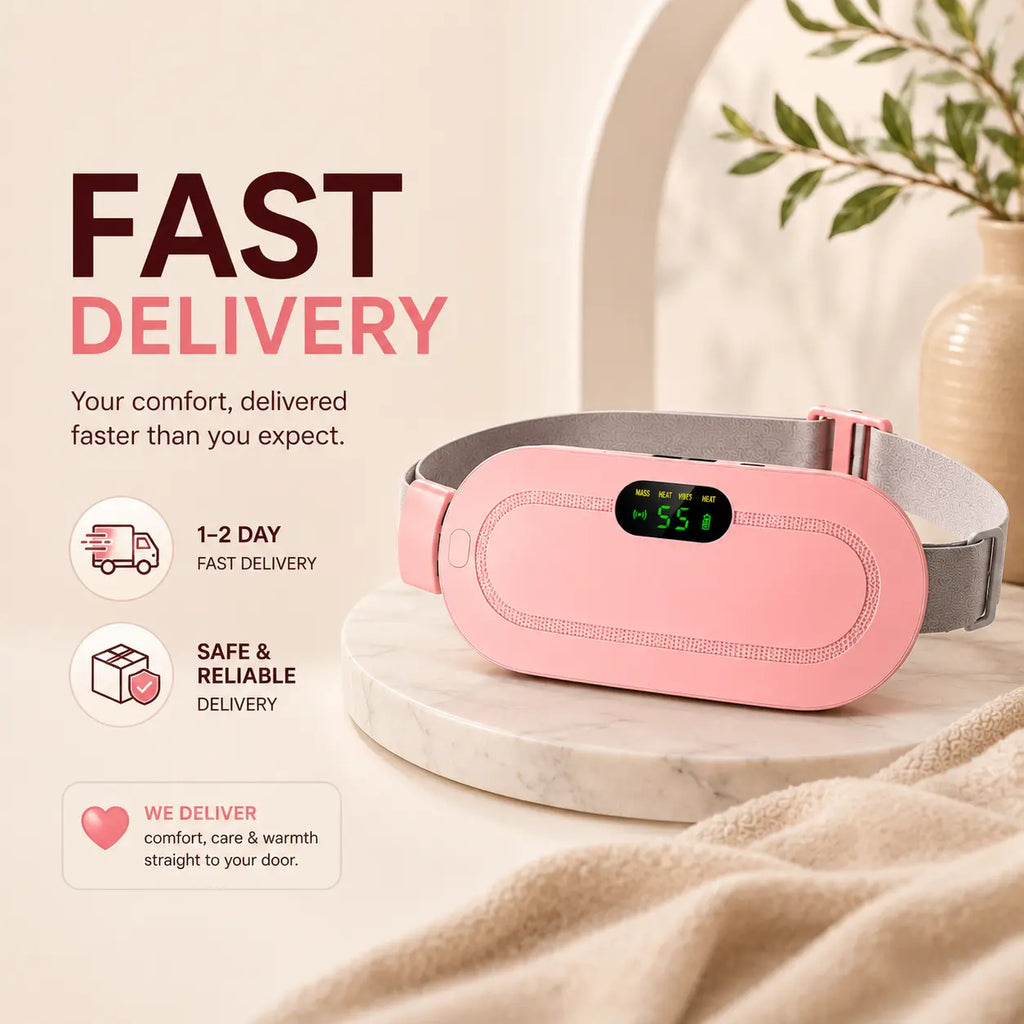 Cordless menstrual heating pad with fast delivery, portable heat therapy device for cramps relief, abdominal pain, and muscle relaxation
